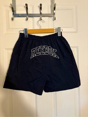 Reebok Women's Dark Navy Athletic Shorts with Logo